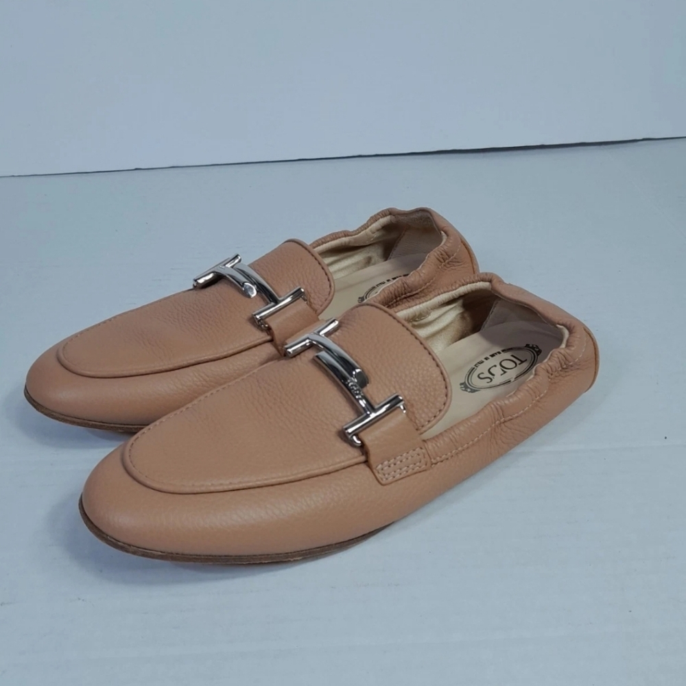 TOD'S Double T BIT LOAFERS shoes 35.5 WMN US 5.5   ANTIQUE ROSE Stretchable Heel